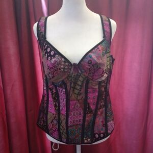 Kimring Steampunk Jewel-Toned Lace-up Corset with Side Zipper - size 3x